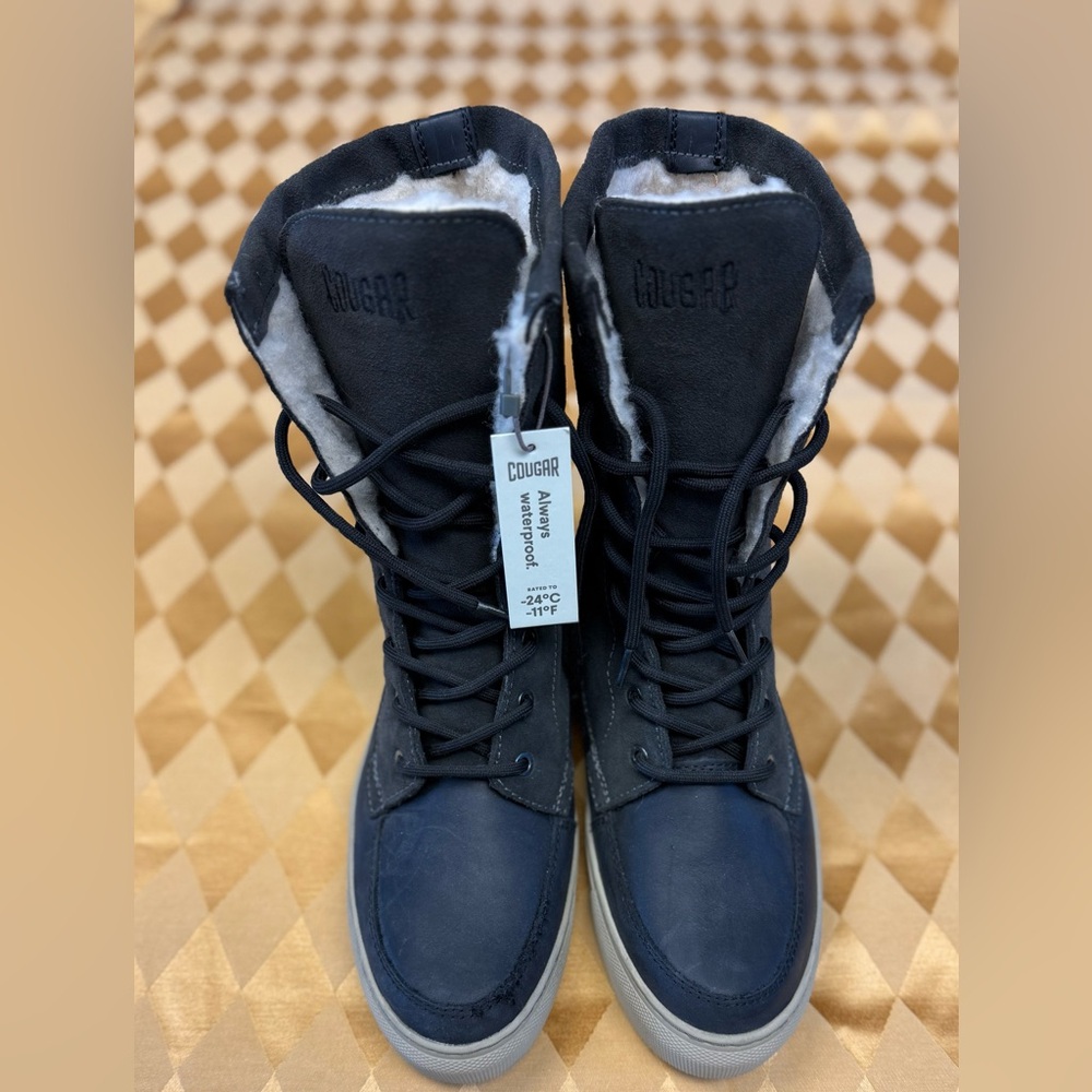 Cougar Dark Green/Blue High-Top Boots with Faux Shearling Lining Woman’s Size 9 - Picture 2 of 7